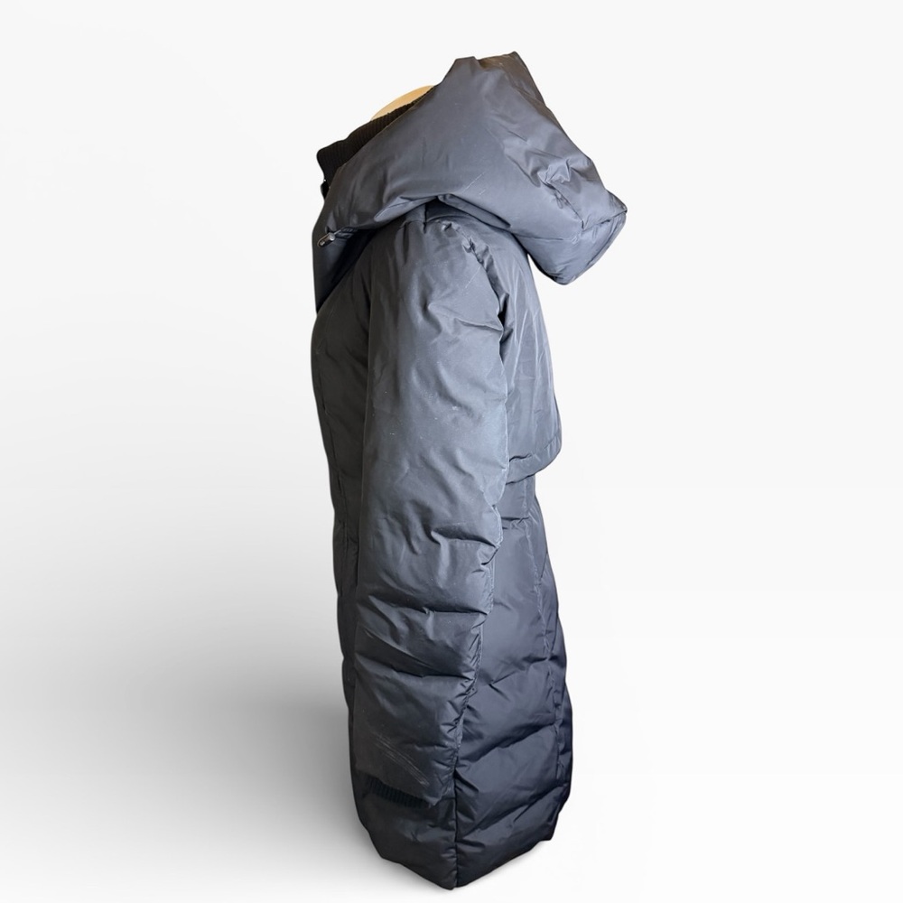 Mackage Black Down Parka Leather Trim Merino Wool Cashmere Collar Hooded Coat S - Picture 4 of 13